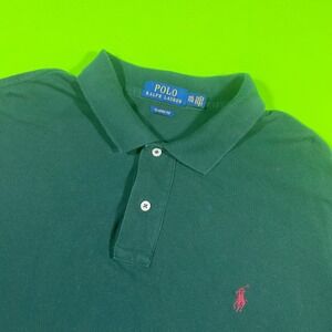 Polo Ralph Lauren Classic Fit Forest Green Piqu Polo Shirt Men XXL Short Sleeve